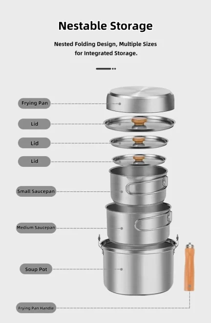 Stainless steel camping cookware